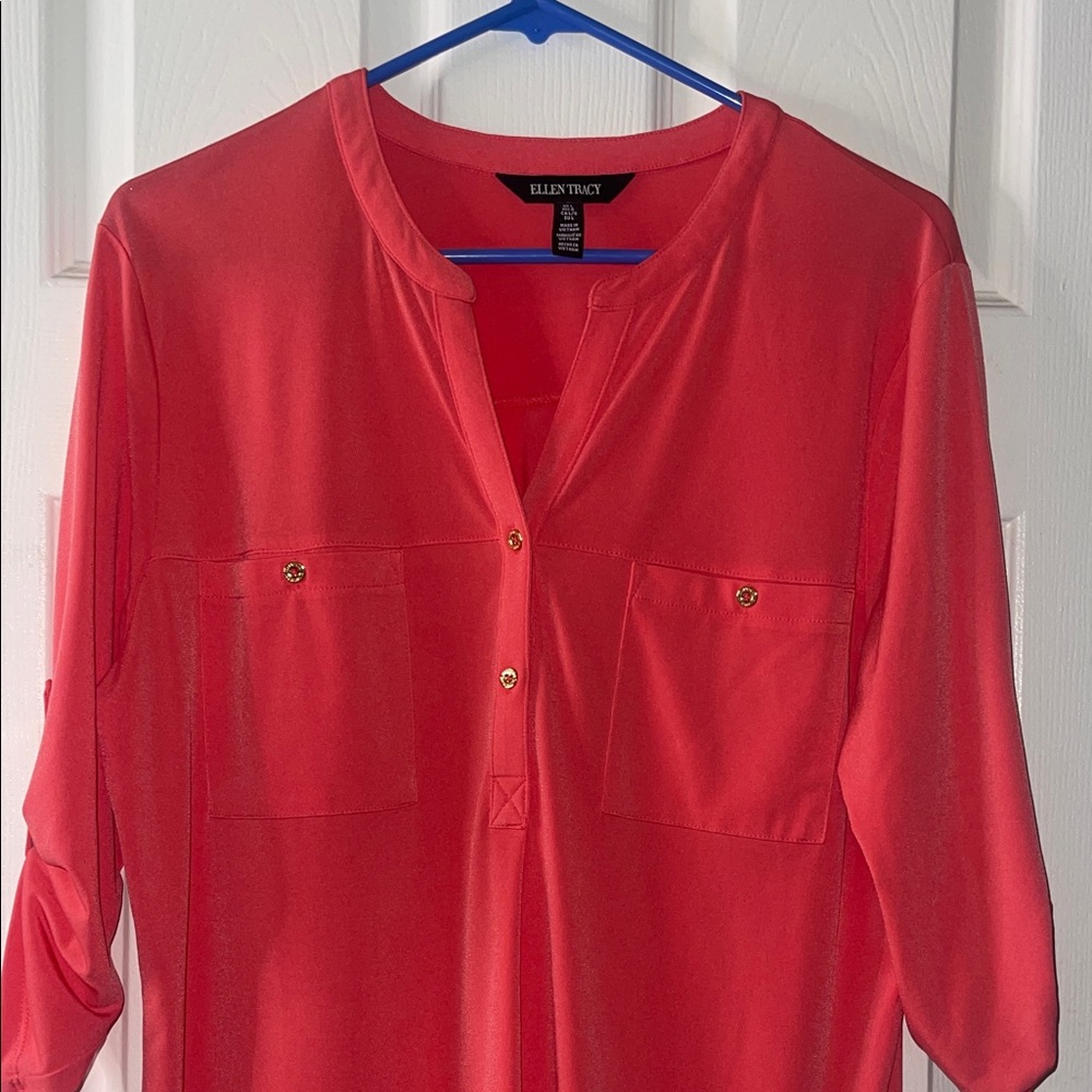 Ellen Tracy Vibrant Red Top